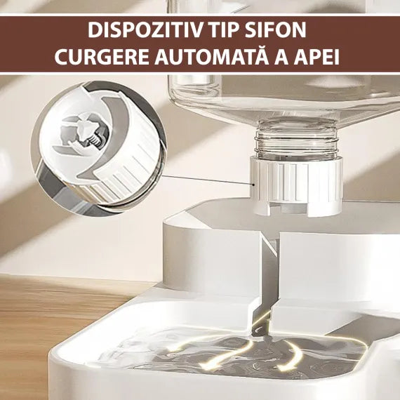 Dispenser Apă și Mâncare pentru Câini și Pisici 2 în 1, 3.8L, Antiderapant, Nontoxic – Fish & Paws®