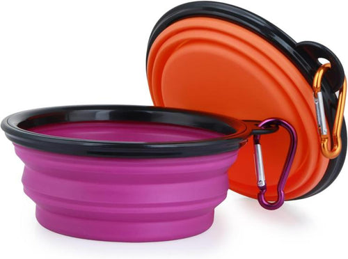 Boluri Pliabile Apă & Mâncare pentru Câini/Pisici, Silicon, Set cu Carabinieră – Fish & Paws