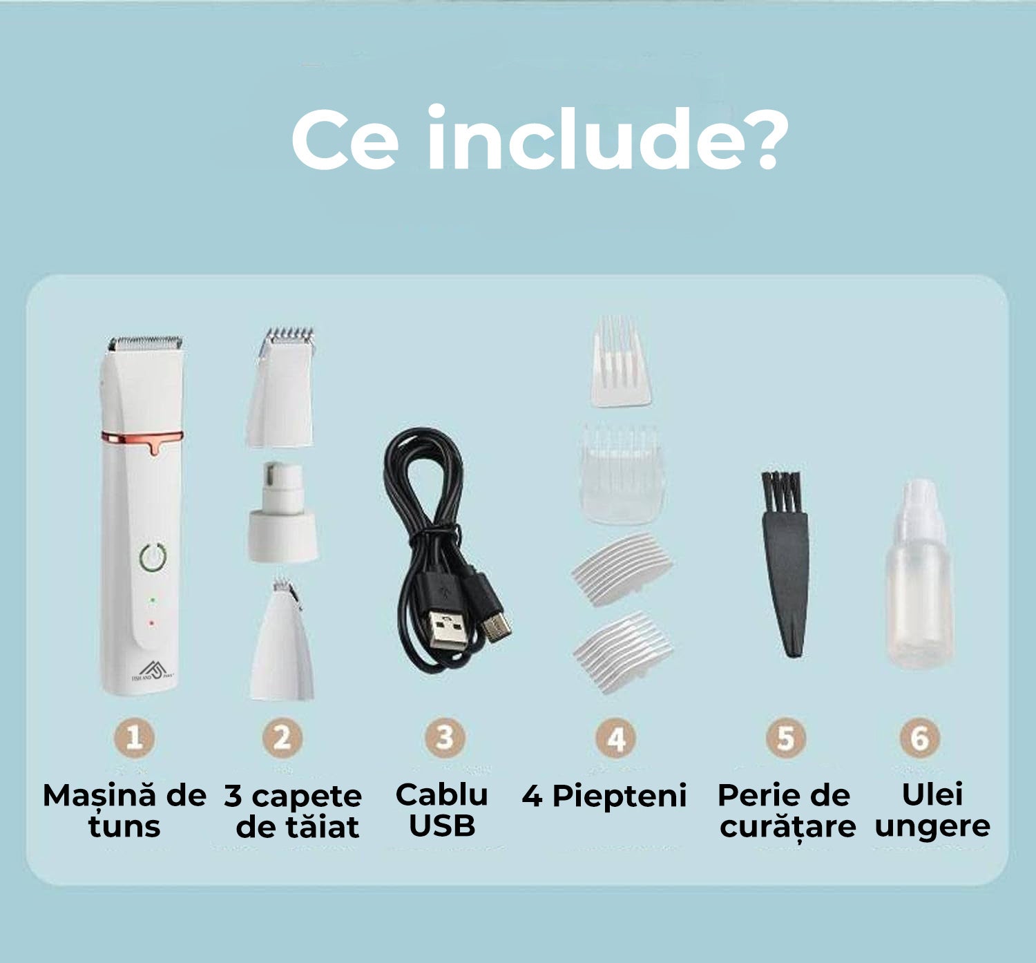 Trimmer Profesional Silențios pentru Câini și Pisici — Tunsoare de Salon, Acasă, Fără Stres