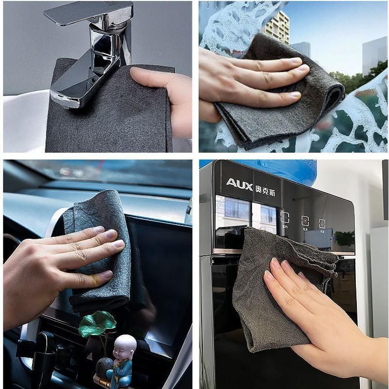Set 5 Lavete Microfibră Premium, 30x30 cm, Gri — Curăță Impecabil, Fără Scame, Fără Zgârieturi