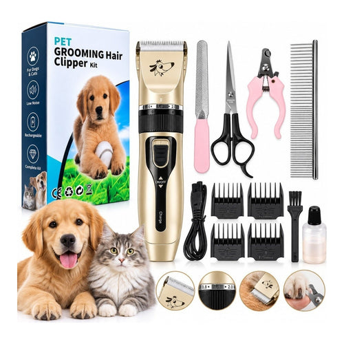 Aparat de tuns caini si pisici, reincarcabil, set complet de grooming