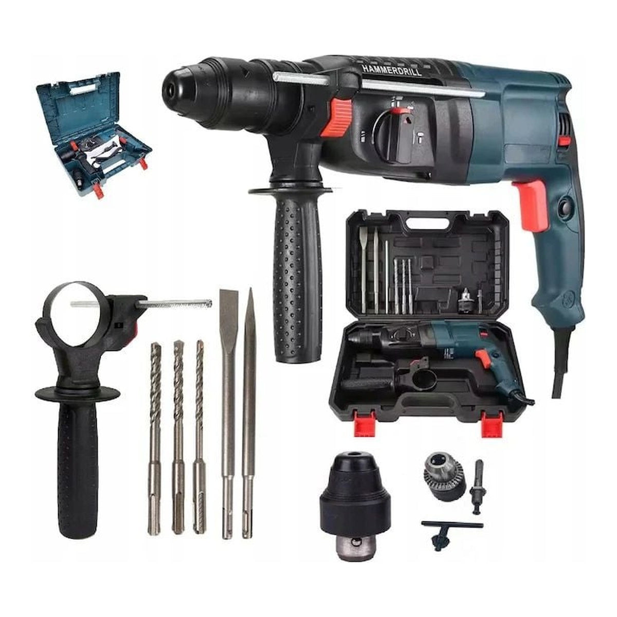 Ciocan rotopercutor 3050W SDS+, 4 functii, cu burghie si valiza