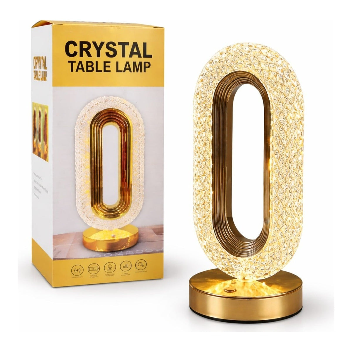 Lampa LED decorativa model cristal, 3 moduri de lumina, cu suport