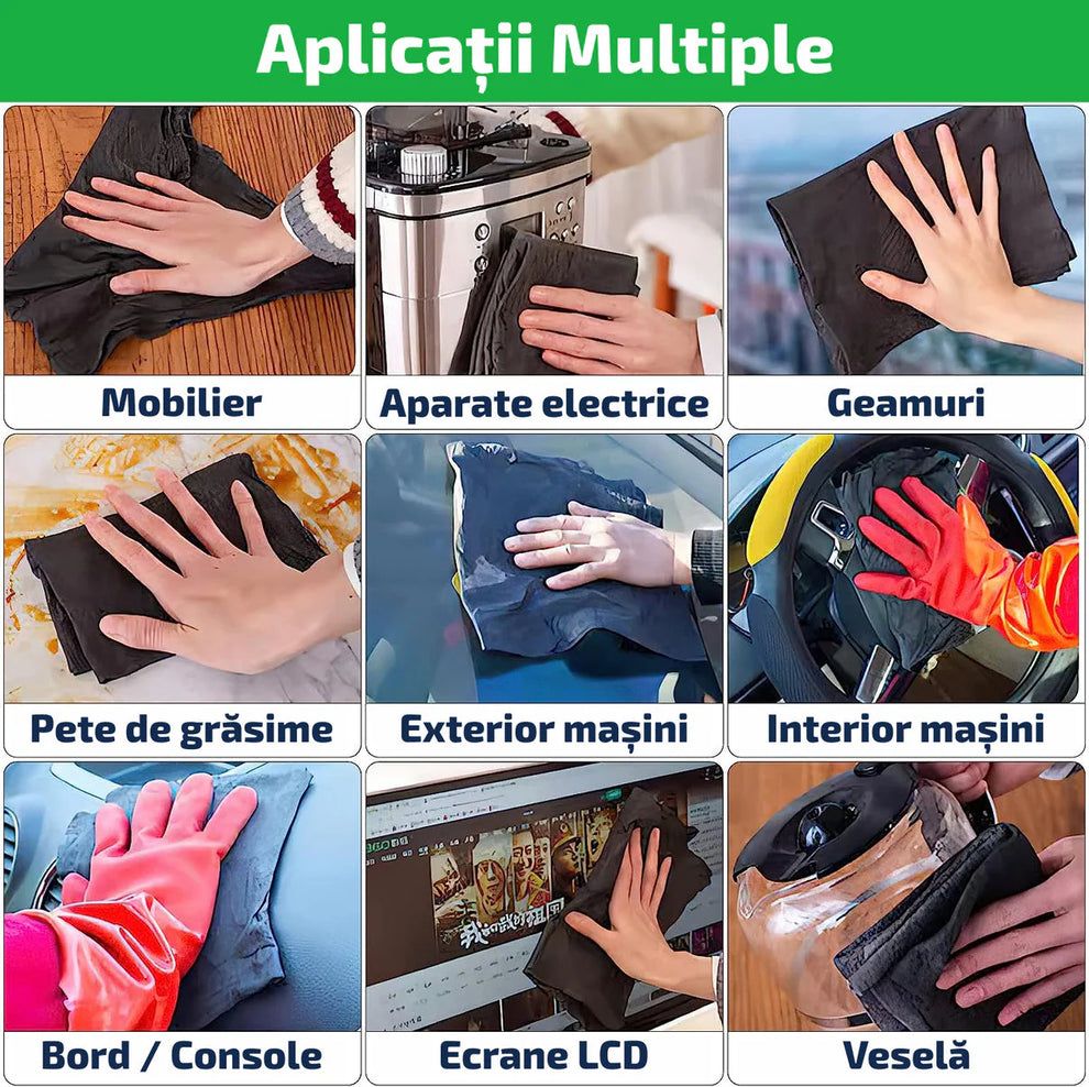 Set 5 Lavete Microfibră Premium, 30x30 cm, Gri — Curăță Impecabil, Fără Scame, Fără Zgârieturi