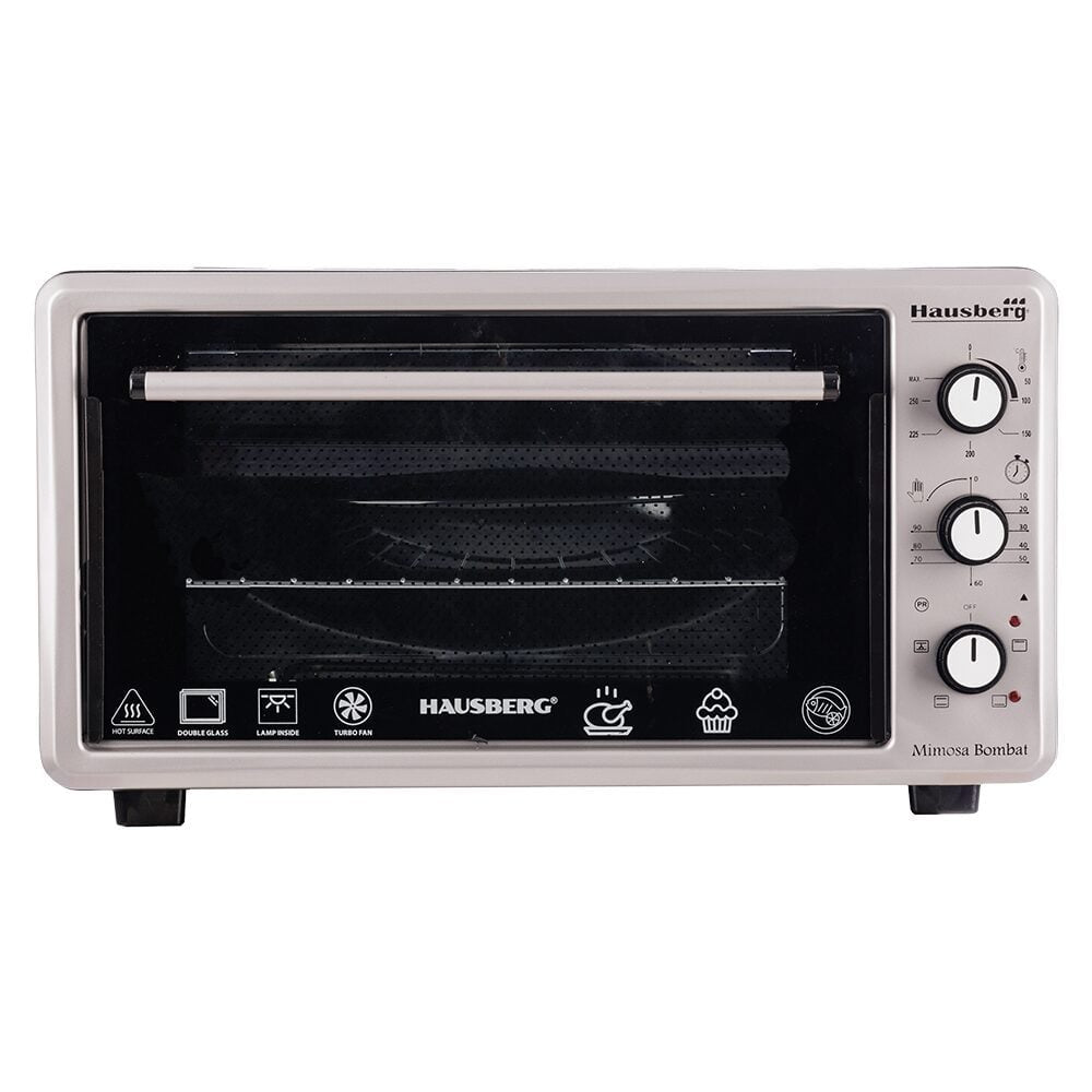 Cuptor Electric cu Ventilator HAUSBERG HB-8015, 1800 W, Geam dublu, 48L, Lumina interioara, Timer, 5