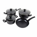 Set vase gatit 7 piese Zilan, aluminiu cu strat neaderent, 3 oale, tigaie, 3 capace termorezistente,