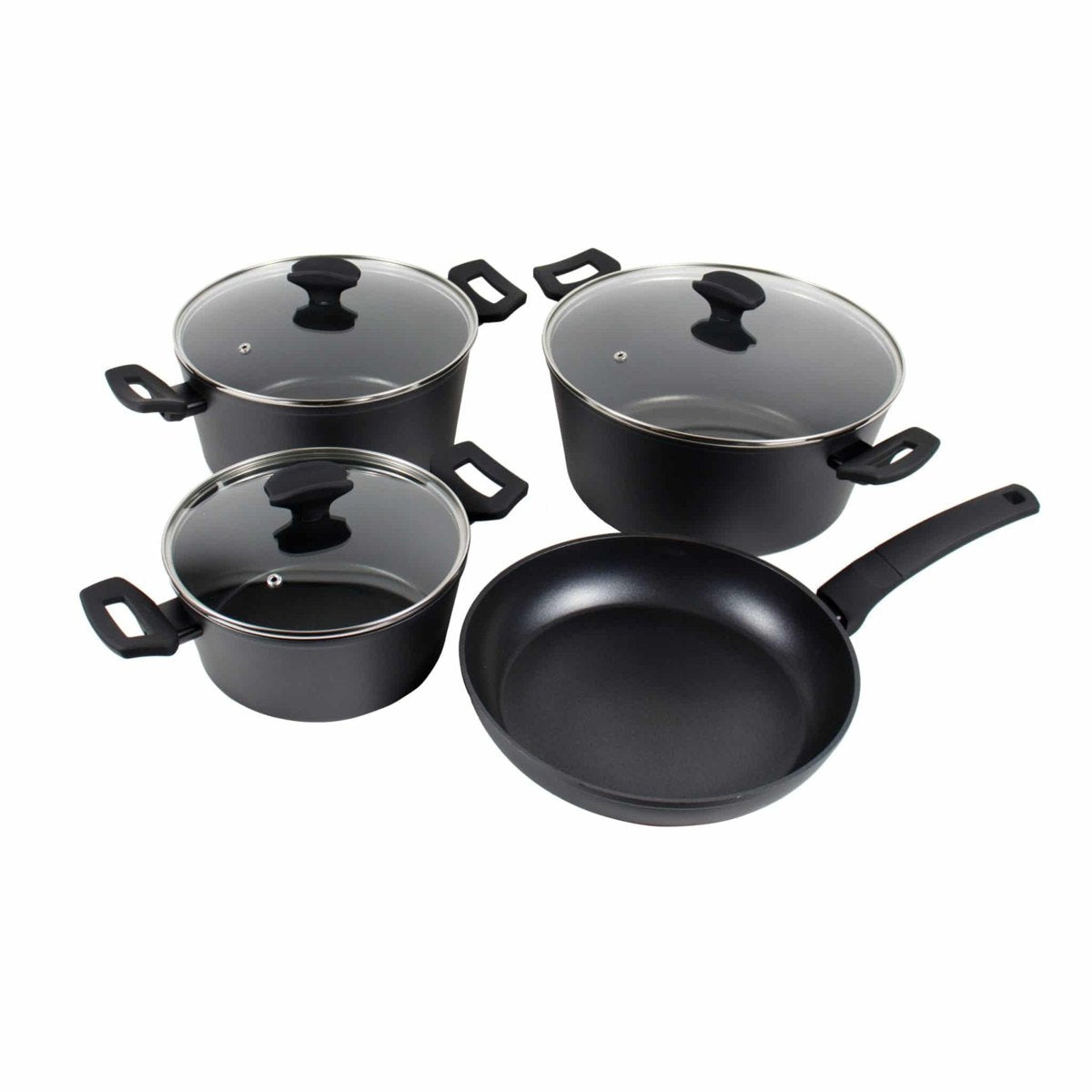 Set vase gatit 7 piese Zilan, aluminiu cu strat neaderent, 3 oale, tigaie, 3 capace termorezistente,