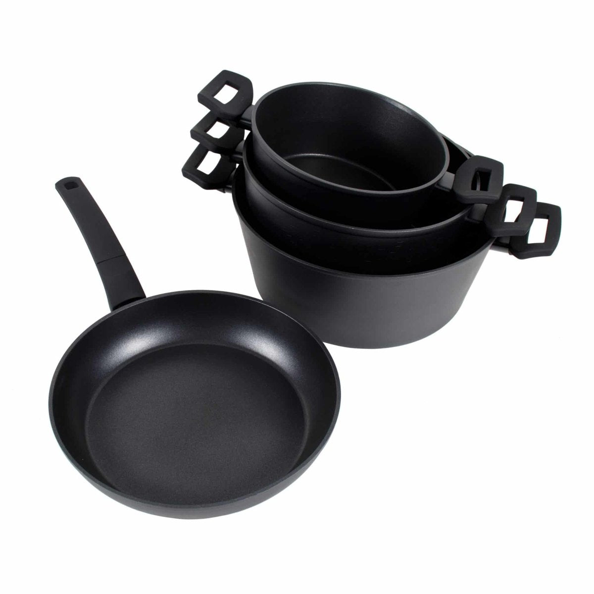 Set vase gatit 7 piese Zilan, aluminiu cu strat neaderent, 3 oale, tigaie, 3 capace termorezistente,