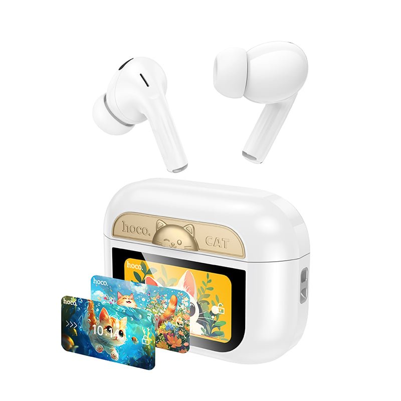 Casti Wireless, HOCO EW88, Bluetooth 5.4, Autonomie 4H, Afisaj digital, Alb