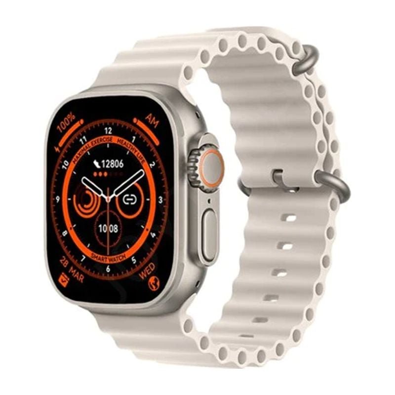 Ceas smartwatch, compatibil cu orice telefon, apel Bluetooth, incarcator wireless, alb / negru / por