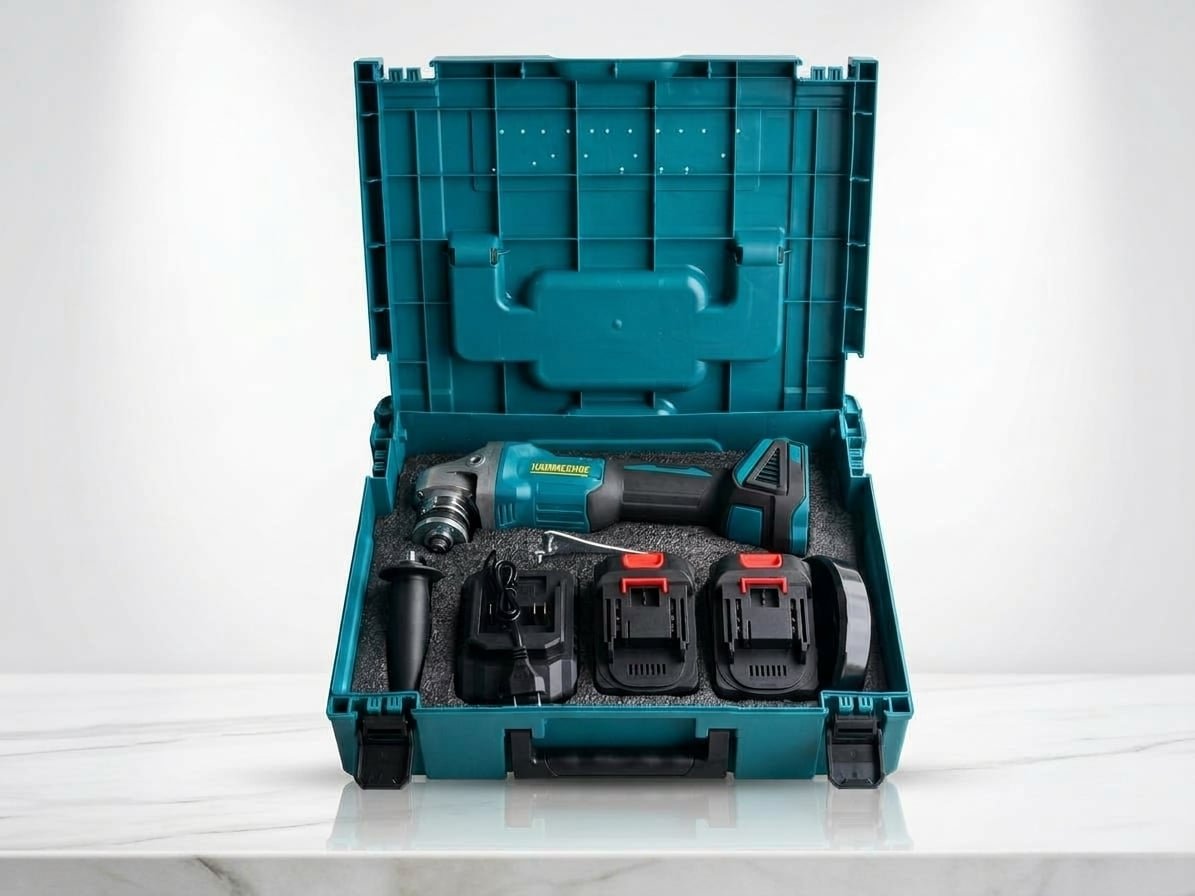 Polizor Unghiular (Flex) HAMMERHOF 48V - Cu 2 Acumulatori Li-Ion, Maner Lateral, Incarcator Rapid si