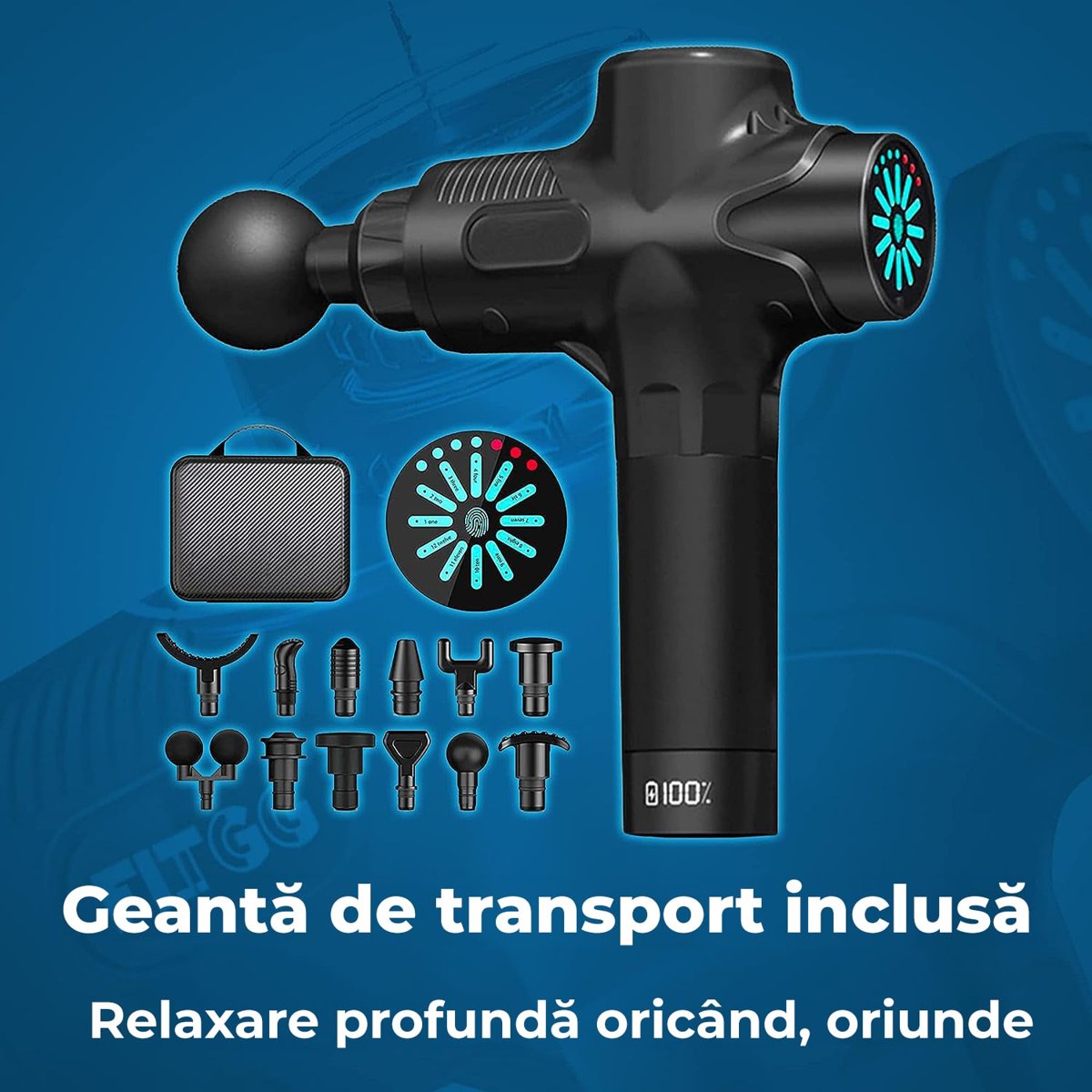 Aparat pentru masaj profesional, tip pistol, anticelulitic, relaxare pentru corp, silentios cu doar 