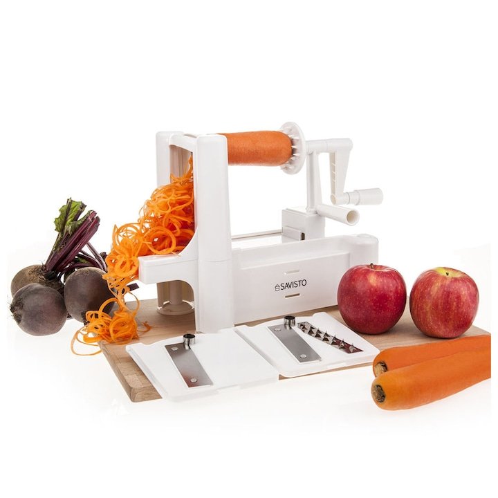 Feliator Legume si Fructe, Manual, cu Multiple Tipuri de Lame, Alb
