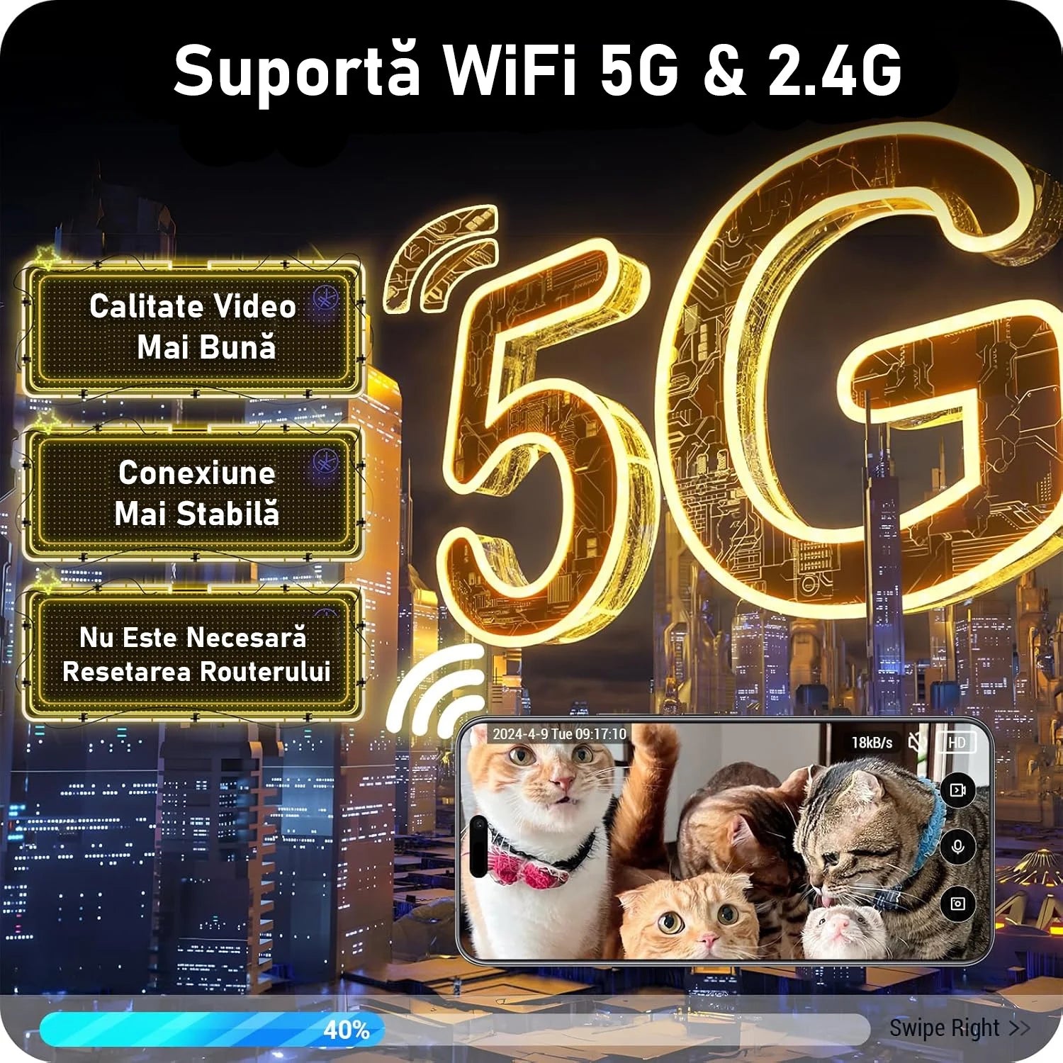 Hrănitor Automat Inteligent Câini/Pisici cu Cameră Live 1080p, WiFi & Aplicație Telefon, 6L, Alb
