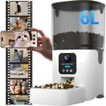 Hrănitor Automat Inteligent Câini/Pisici cu Cameră Live 1080p, WiFi & Aplicație Telefon, 6L, Alb