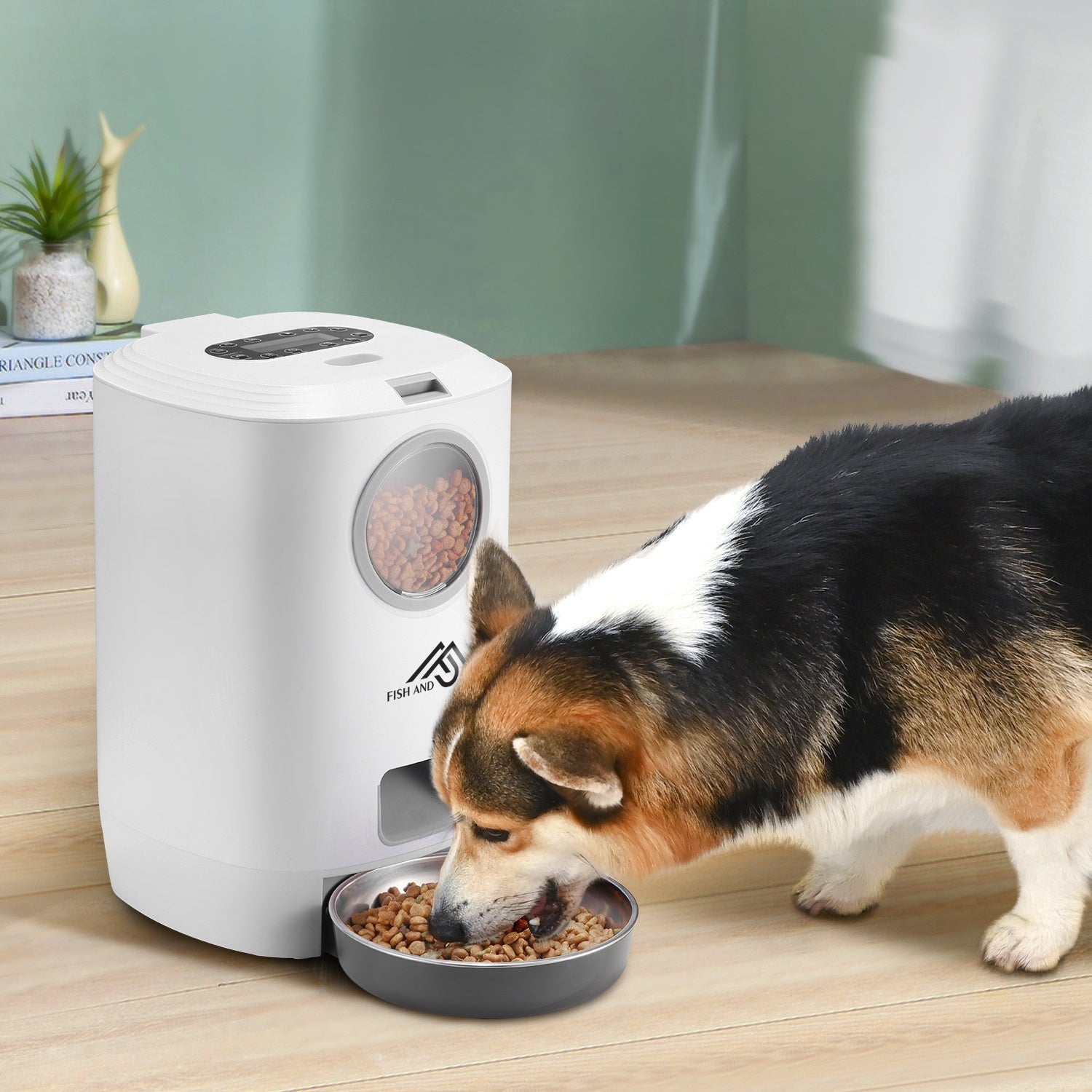 Hrănitor Automat Câini/Pisici cu Mesaj Vocal, Program Mese, 4.5L, Alb – Fish & Paws