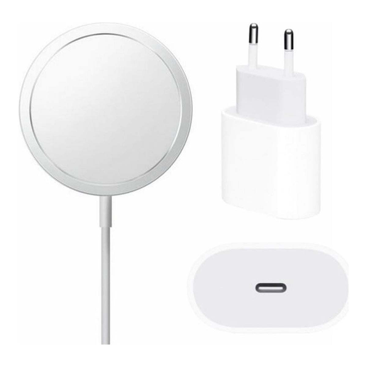 Set incarcator wireless MagSafe + adaptor priza 20W pentru iPhone
