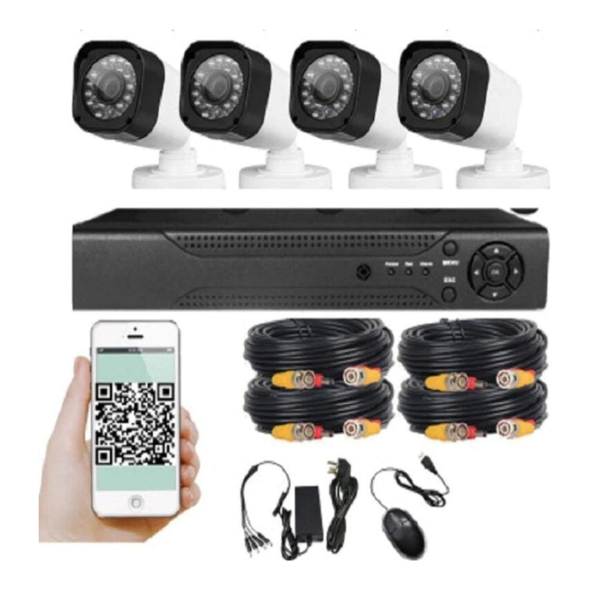 Sistem supraveghere video cu 4 camere si DVR, vedere pe telefon