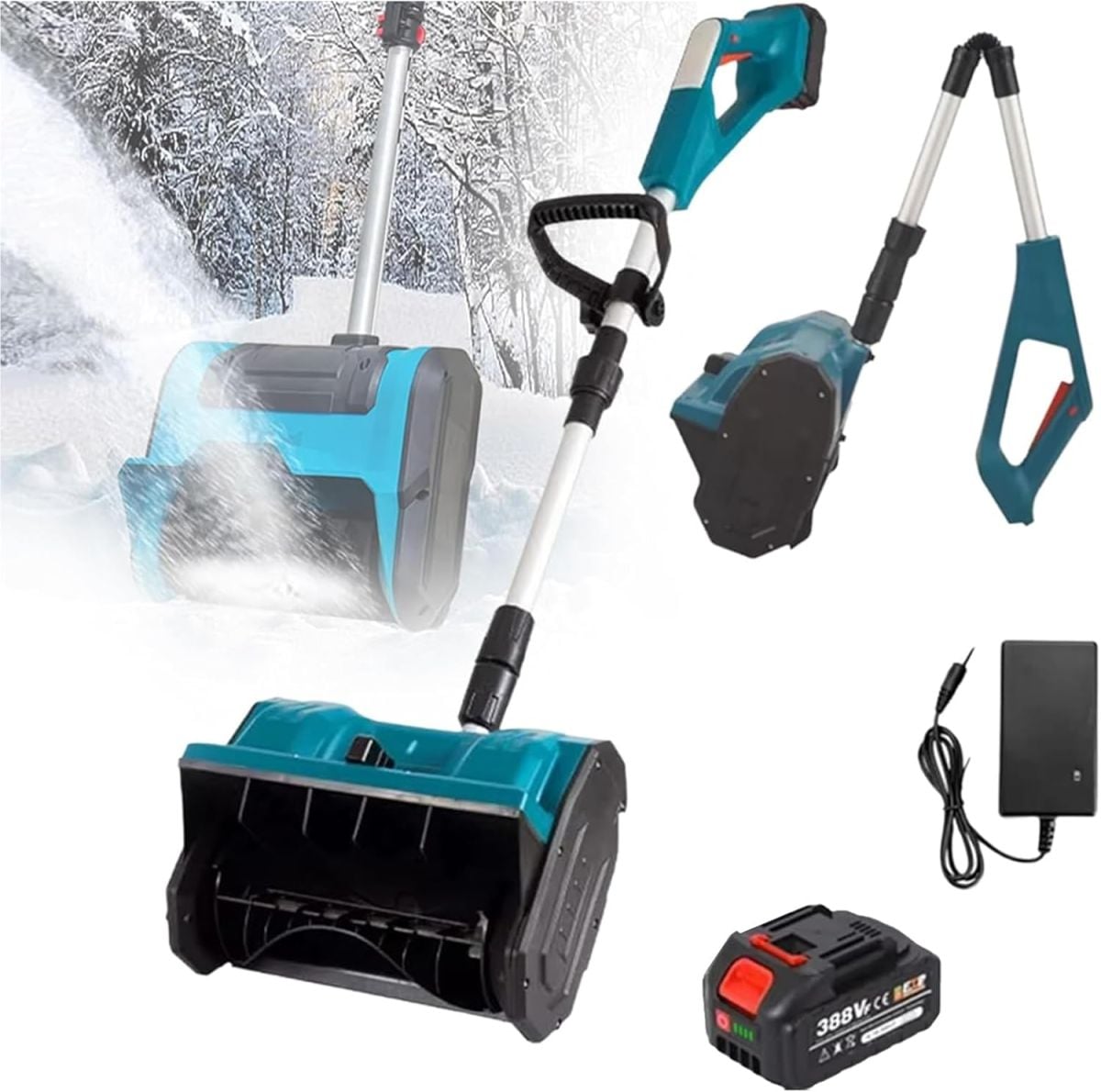 Lopata electrica de zapada cu 2 acumulatori, coada telescopica, latime 25 cm