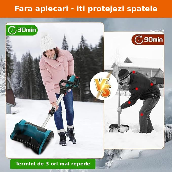 Lopata electrica de zapada cu 2 acumulatori, coada telescopica, latime 25 cm