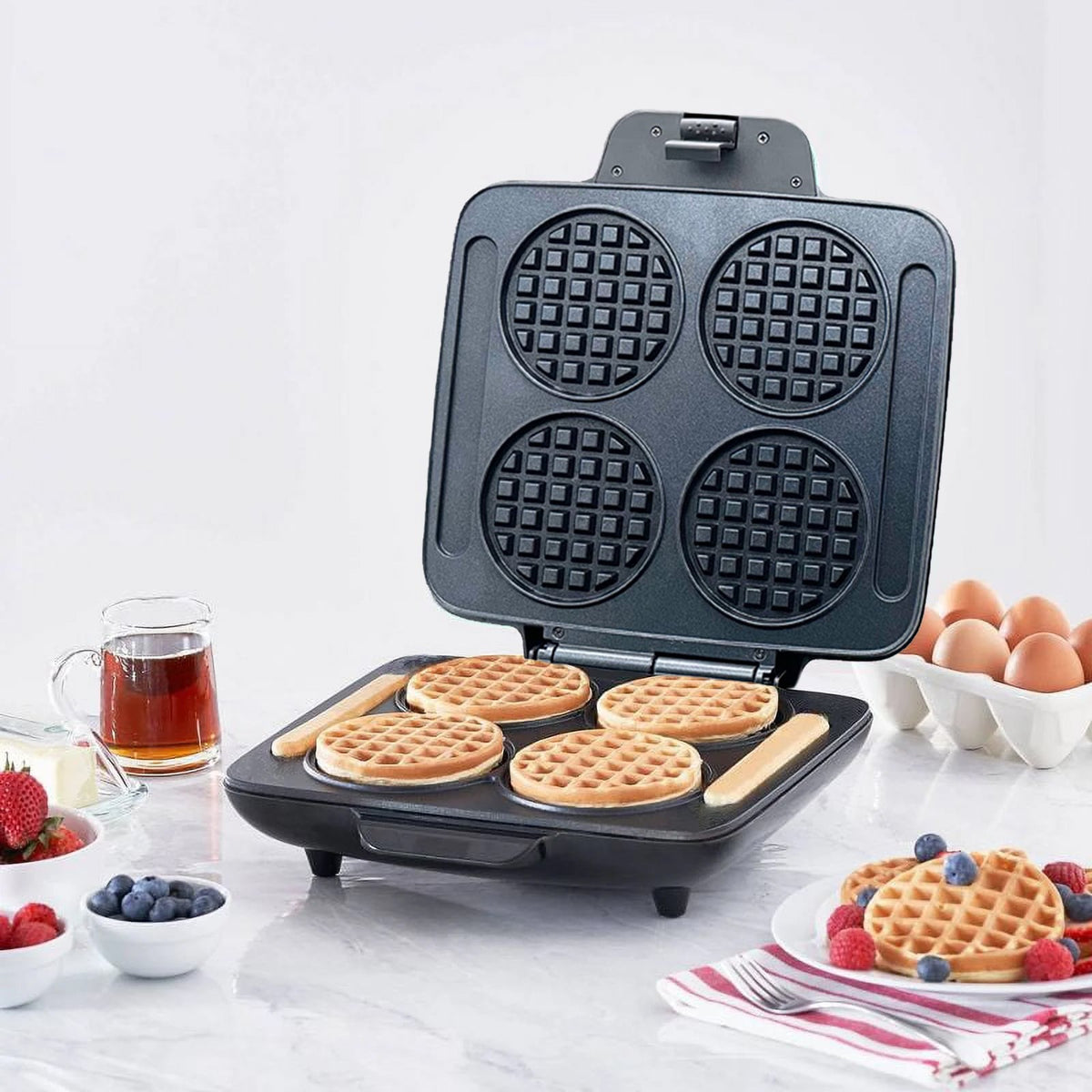 Aparat de facut vafe si gofre, 4 bucati, 1200W, placi antiaderente