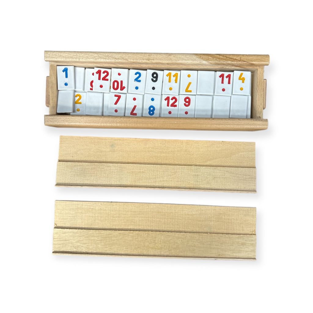 Remi din lemn, joc complet de rummy, cadou pentru familie