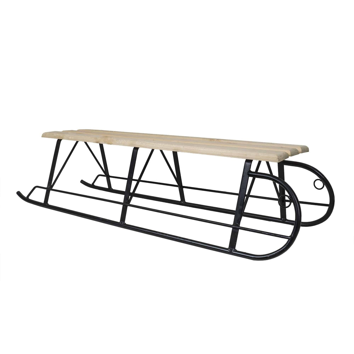 Sanie dubla din metal si lemn pentru 2 persoane, 117 cm, max 140 kg