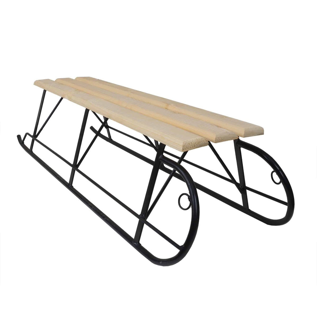 Sanie dubla din metal si lemn pentru 2 persoane, 117 cm, max 140 kg